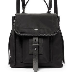 Botkier Black Nylon Backpack with Leather Strap Detail